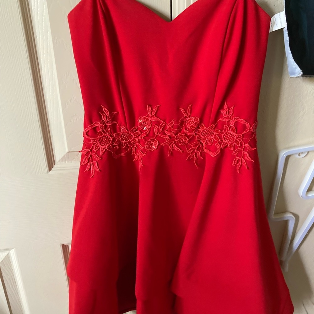Strapless red homecoming dress